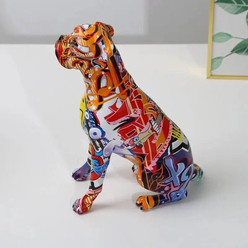 Dog Animal Painted Art Water Sculptures and Statues Decorations Home Resin Crafts -