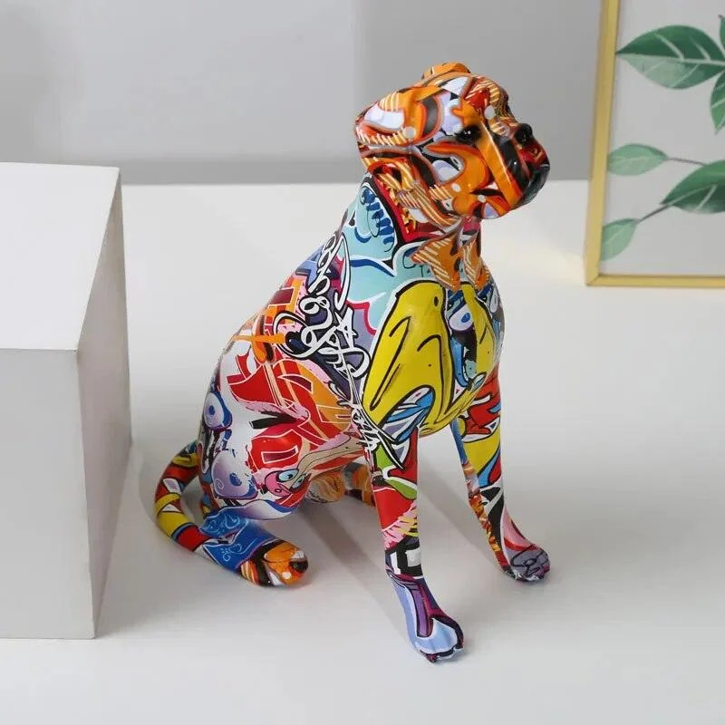 Dog Animal Painted Art Water Sculptures and Statues Decorations Home Resin Crafts -
