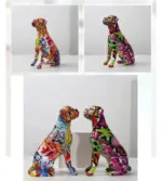 Dog Animal Painted Art Water Sculptures and Statues Decorations Home Resin Crafts