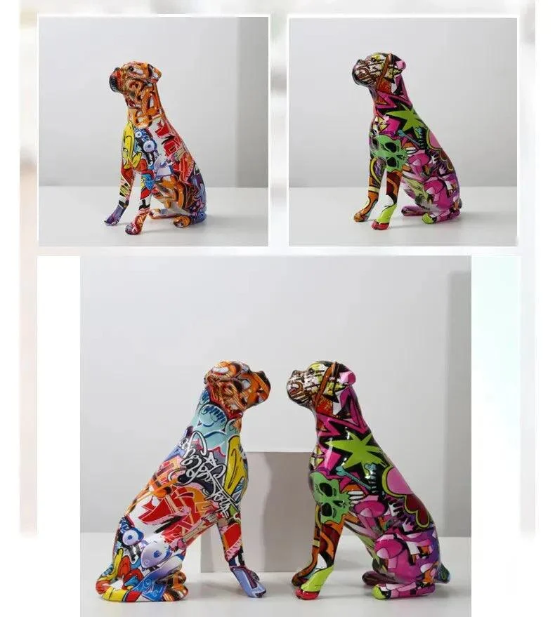Dog Animal Painted Art Water Sculptures and Statues Decorations Home Resin Crafts -