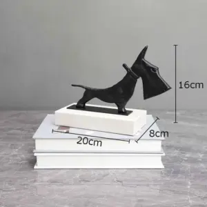 Dog Sculpture on Marble Stand 27cm