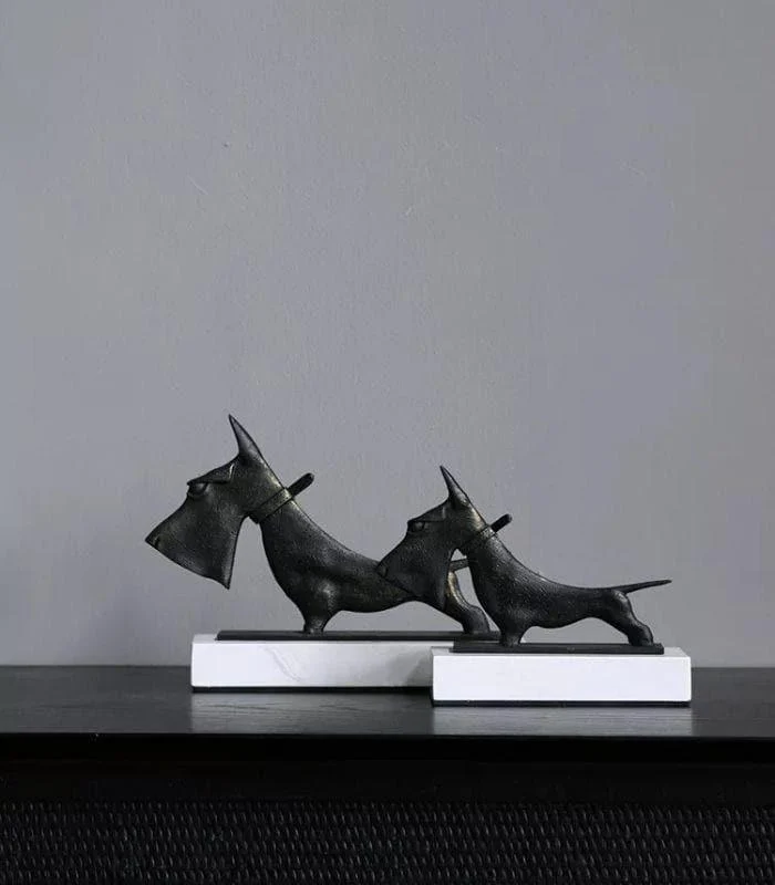 Dog Sculpture on Marble Stand 27cm -  - #tag1#