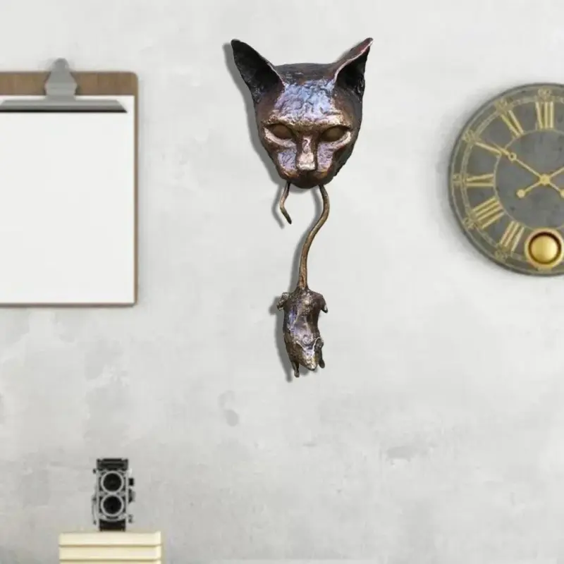Door Knocker Cat Head and Mouse Resin Sculpture Pest Repellent tag1