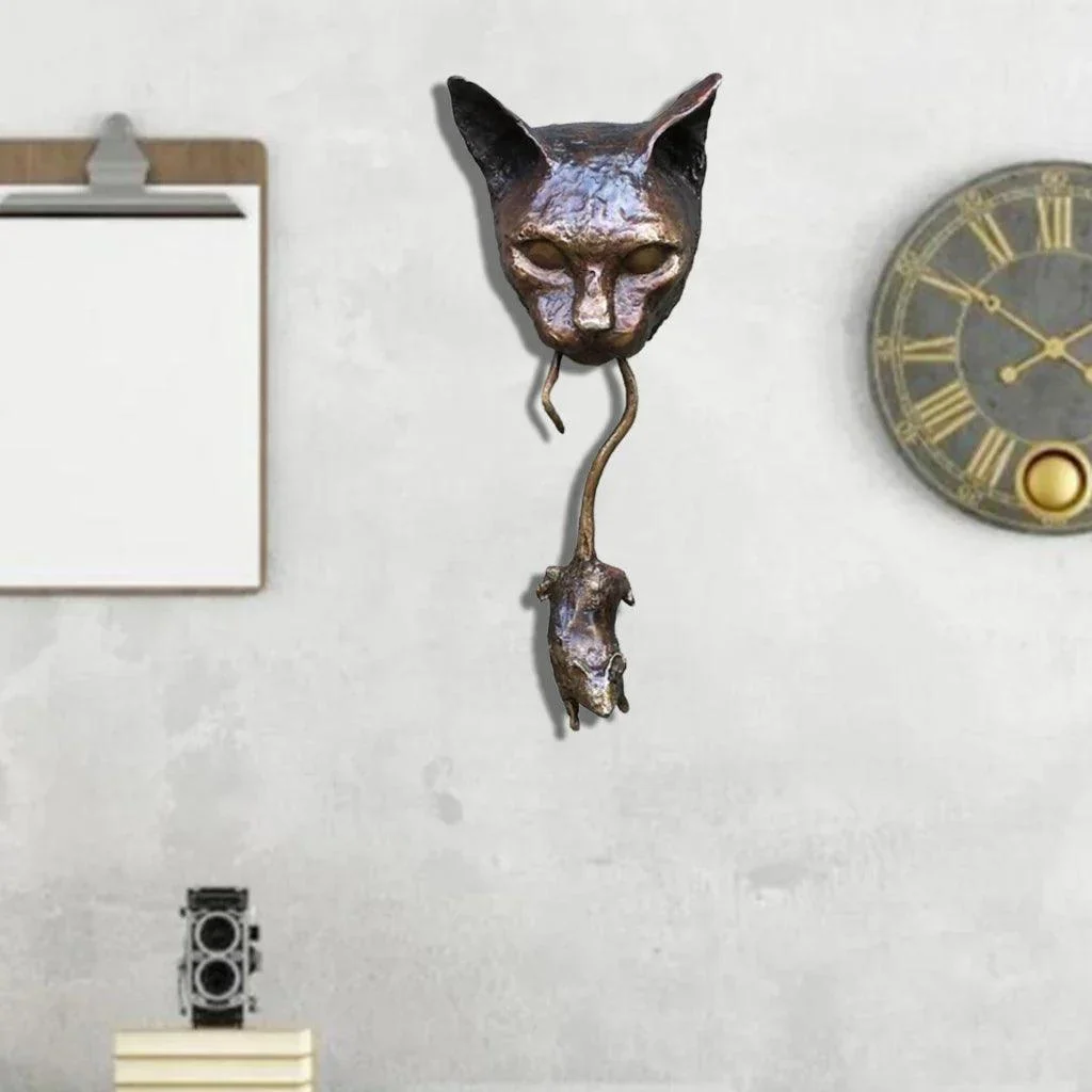Door Knocker - Cat Head and Mouse - Resin Sculpture - Pest Repellent -  - #tag1#