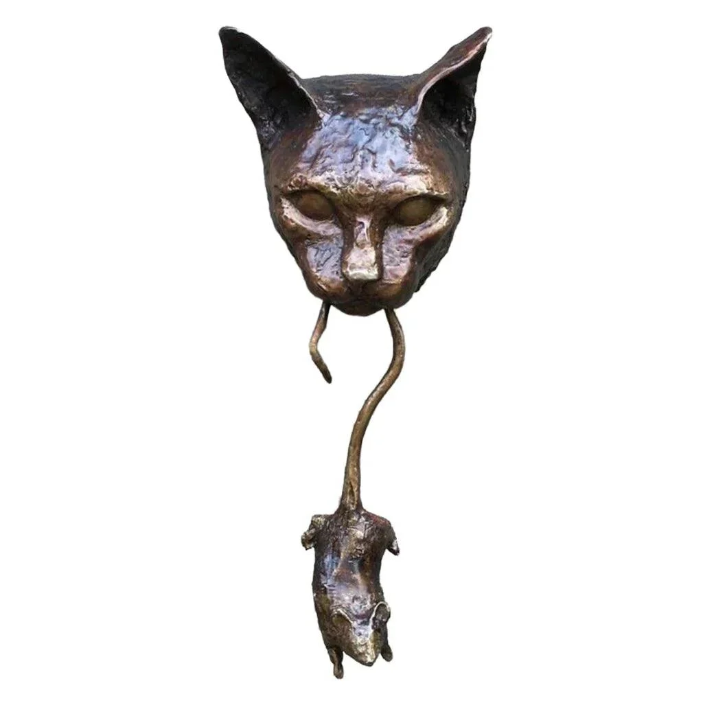 Door Knocker - Cat Head and Mouse - Resin Sculpture - Pest Repellent -  - #tag1#