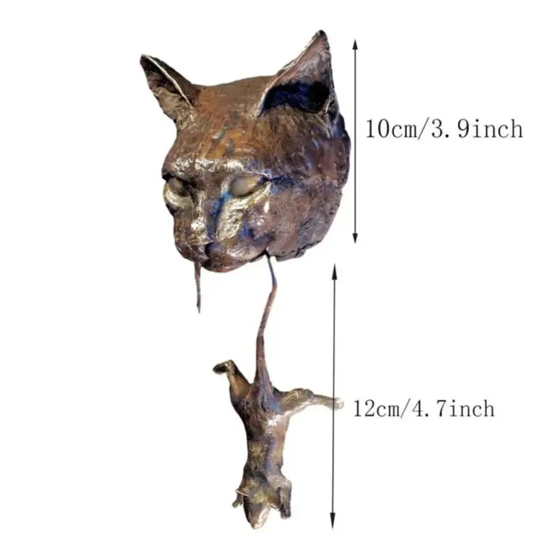 Door Knocker Cat Head and Mouse Resin Sculpture Pest Repellent tag1