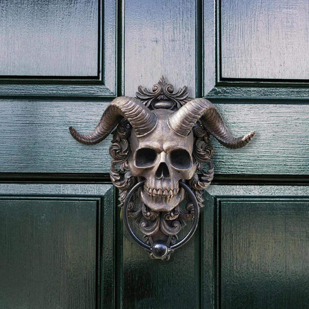 Door knocker - Horned Skull - Gothic Design - Creepy and Atmospheric -  - #tag1#