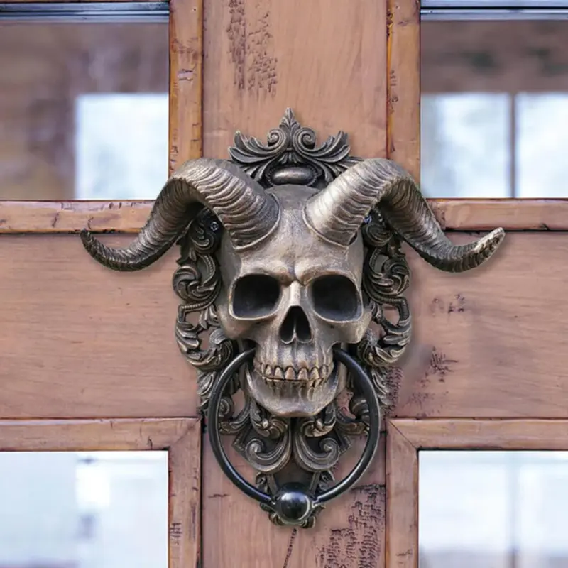 Door knocker Horned Skull Gothic Design Creepy and Atmospheric tag1