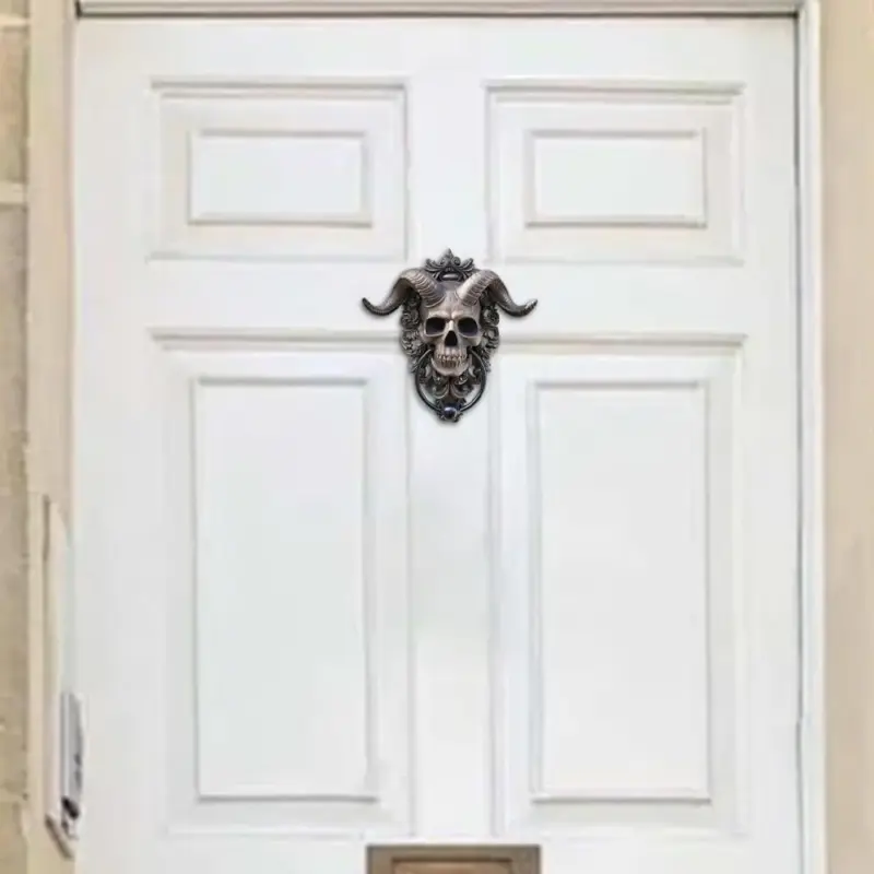 Door knocker Horned Skull Gothic Design Creepy and Atmospheric tag1