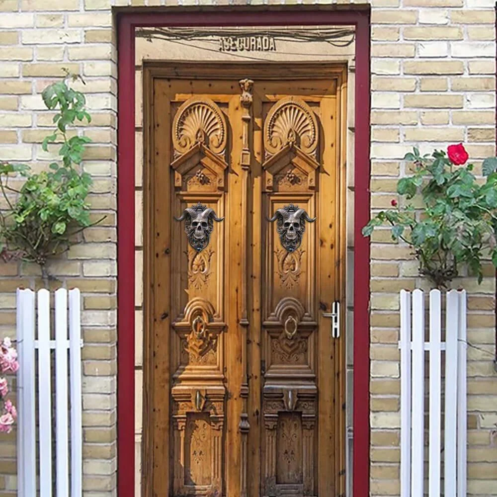 Door knocker - Horned Skull - Gothic Design - Creepy and Atmospheric -  - #tag1#