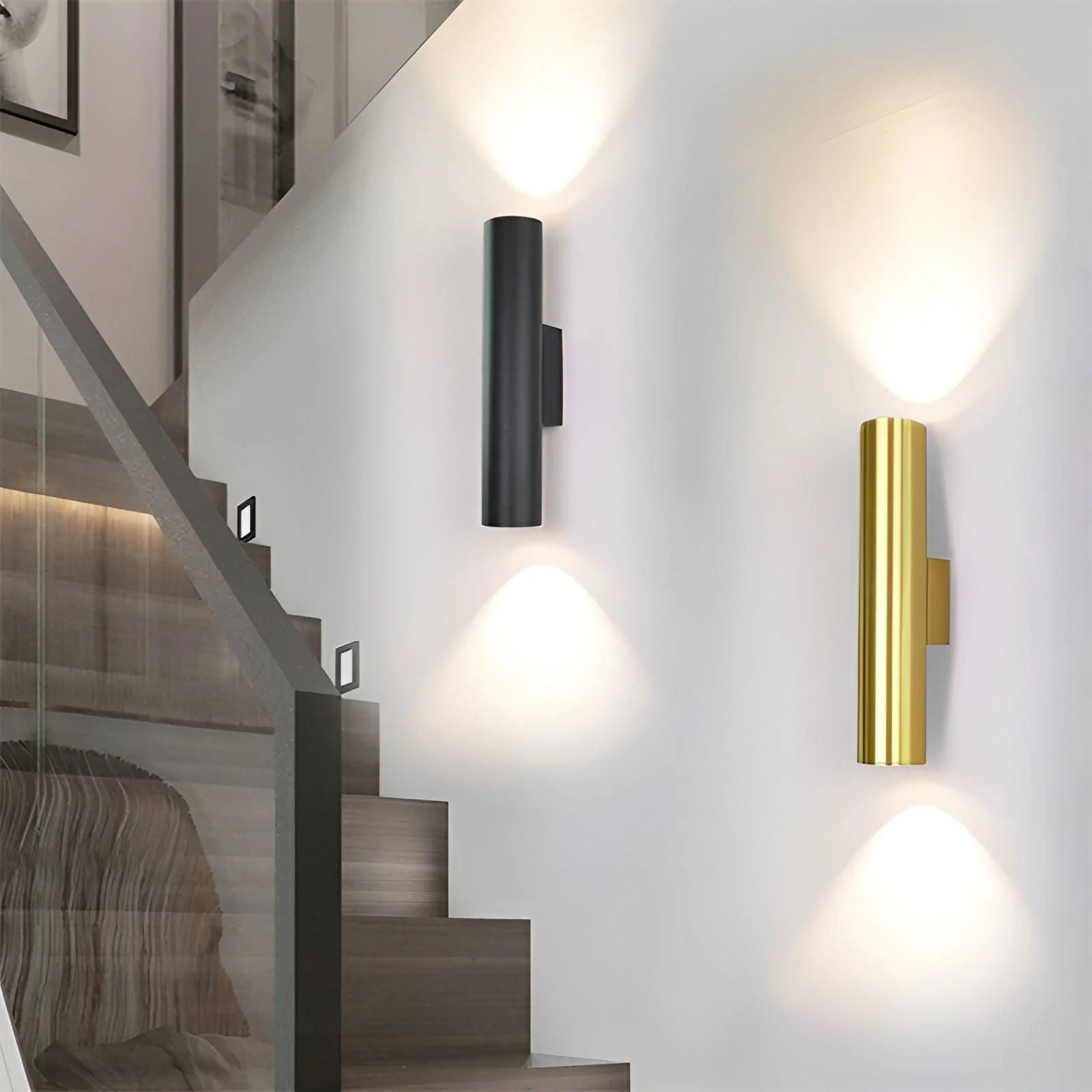 Doppelkopf Wall Light - Gold Wall Sconce - Cylinder Wall Light -  - #tag1#