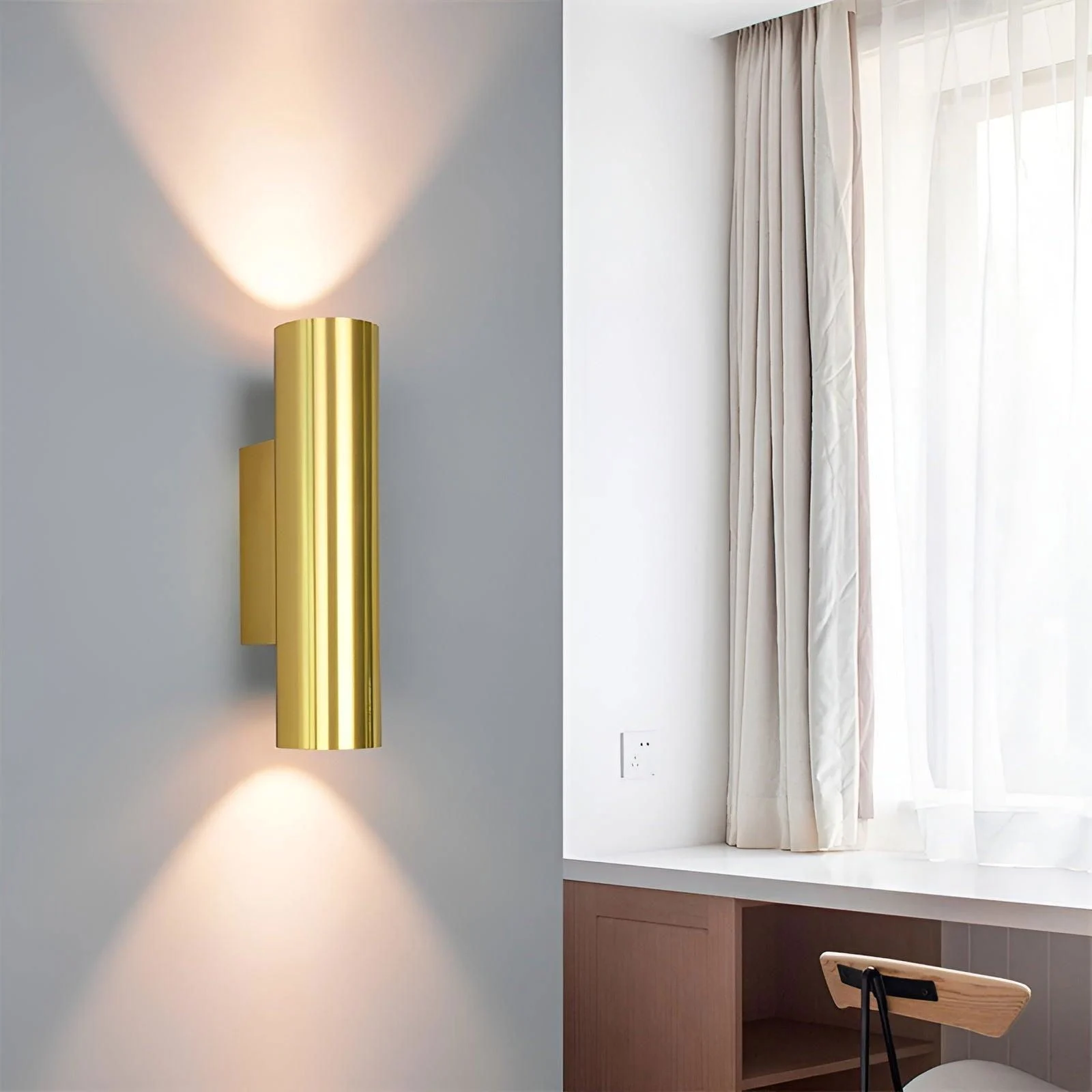 Doppelkopf Wall Light - Gold Wall Sconce - Cylinder Wall Light -  - #tag1#