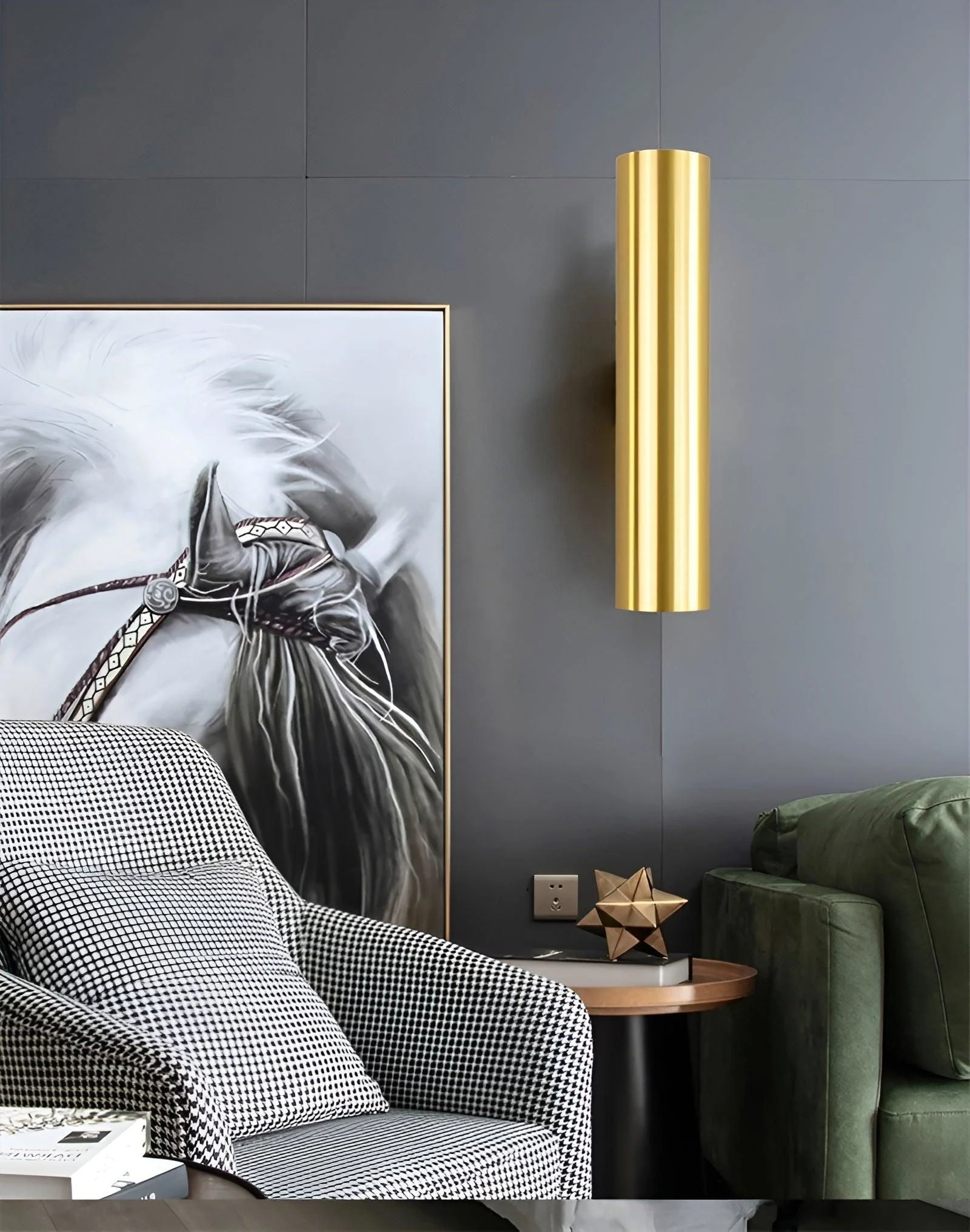 Doppelkopf Wall Light - Gold Wall Sconce - Cylinder Wall Light -  - #tag1#