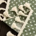 Dot Plaid Linen Tablecloth with Tassels