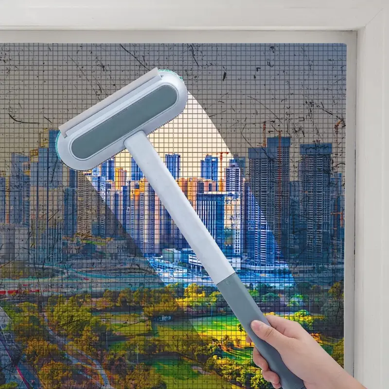 Double sided Window Screen Cleaning Brush Glass Wiper Multi function Pet Hair Lint Remover tag1