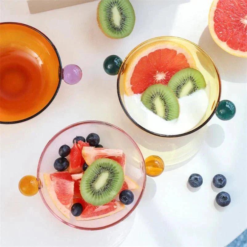 Double Ball Handled Coloured Glass Bowl -  - #tag1#