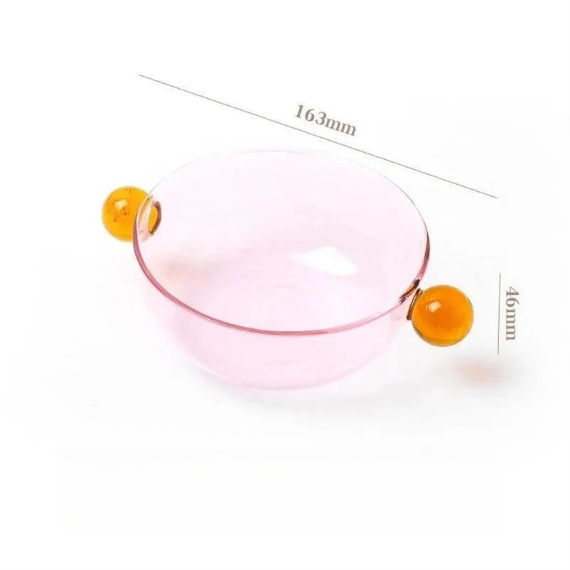 Double Ball Handled Coloured Glass Bowl -  - #tag1#
