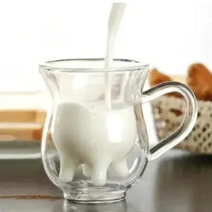 Double Layer Glass 'Cow' Coffee Mug