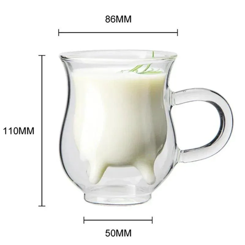 Double Layer Glass 'Cow' Coffee Mug -  - #tag1#