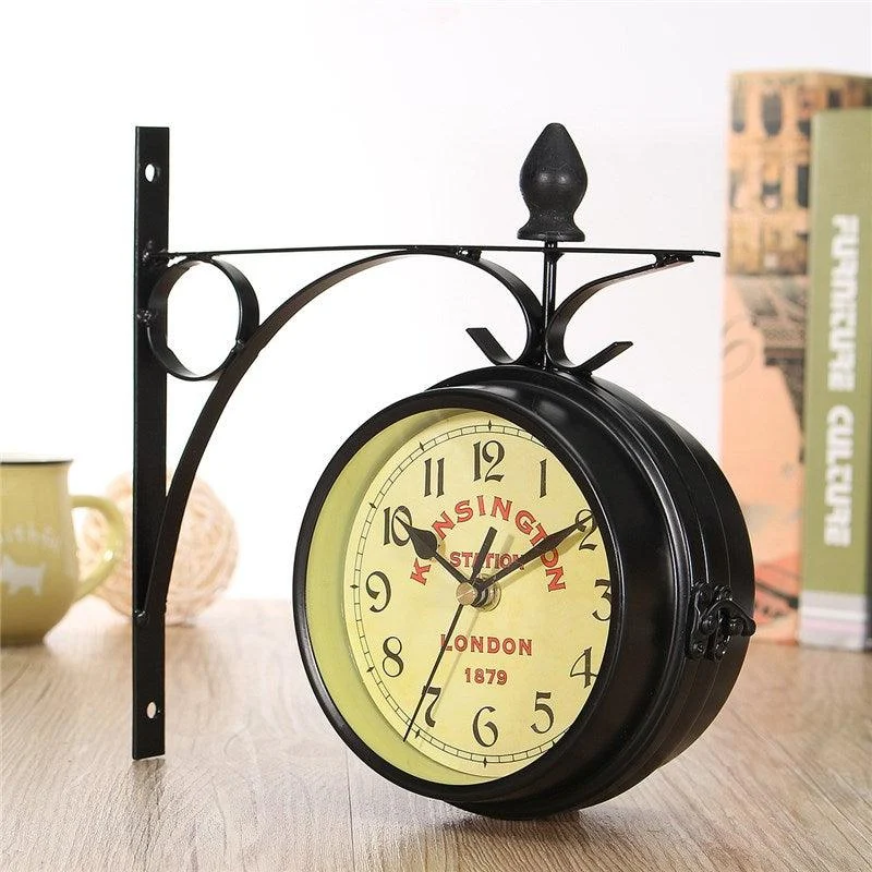 Double Sided Antique Metal Wall Clock -  - #tag1#