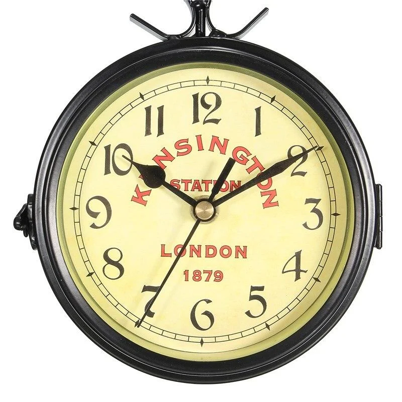 Double Sided Antique Metal Wall Clock -  - #tag1#