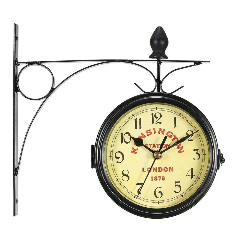 Double Sided Antique Metal Wall Clock -  - #tag1#