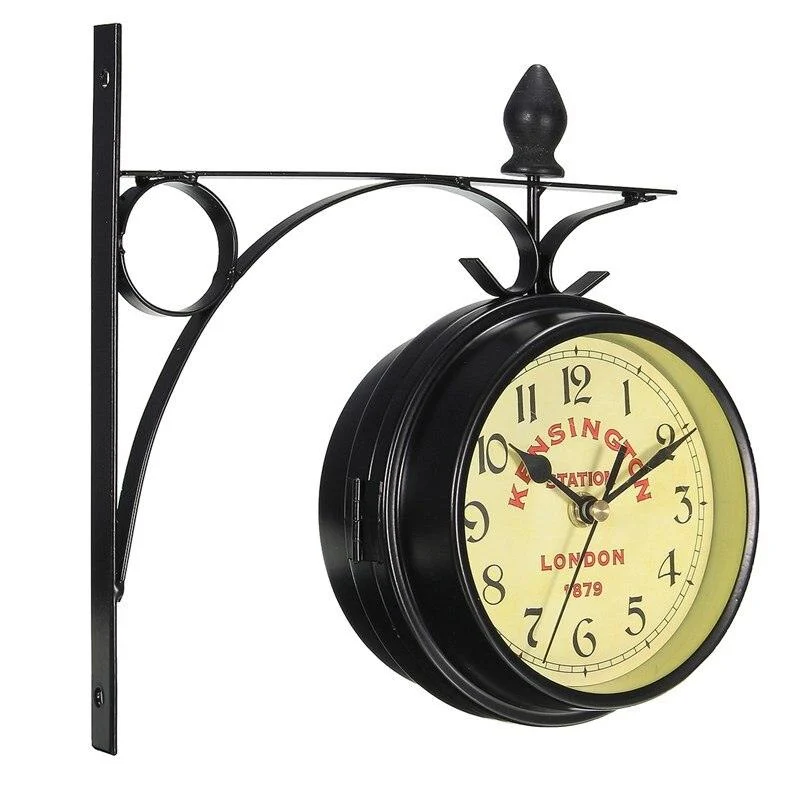 Double Sided Antique Metal Wall Clock -  - #tag1#