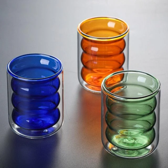 Double Wall Spiral Glass Coffee Cups -