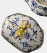 Dragonfly Blue White Porcelain Trinket Box with Crackle Glaze 22.5 x 18.5 cm tag1