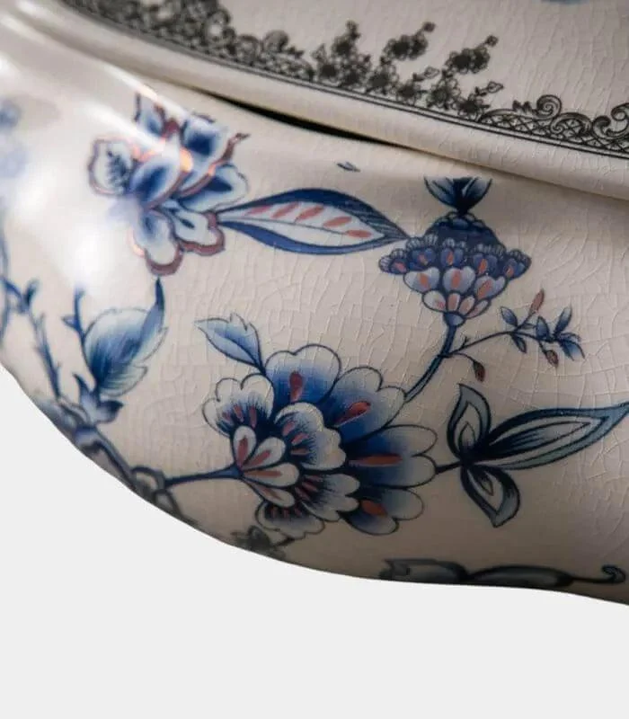 Dragonfly Blue & White Porcelain Trinket Box with Crackle Glaze - 22.5 x 18.5 cm -  - #tag1#