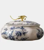 Dragonfly Blue White Porcelain Trinket Box with Crackle Glaze 22.5 x 18.5 cm tag1