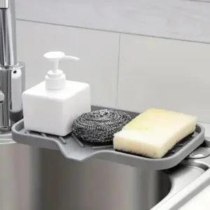 Drainer for sink - FlexiTray - With soap and sponge storage - Kitchen organizer