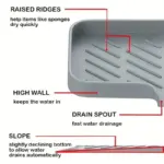 Drainer for sink FlexiTray With soap and sponge storage Kitchen organizer tag1