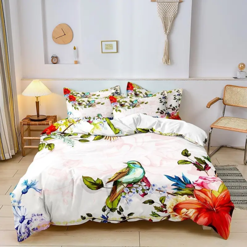 DreamDeluxe Flowers Bird Printed Luxury Duvet Cover Set tag1