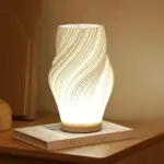 DreamWave Modern cream colored 3D wave lamp with elegant metal base tag1