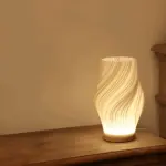 DreamWave Modern cream colored 3D wave lamp with elegant metal base tag1