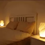 DreamWave Modern cream colored 3D wave lamp with elegant metal base tag1
