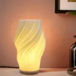 DreamWave Modern cream colored 3D wave lamp with elegant metal base tag1