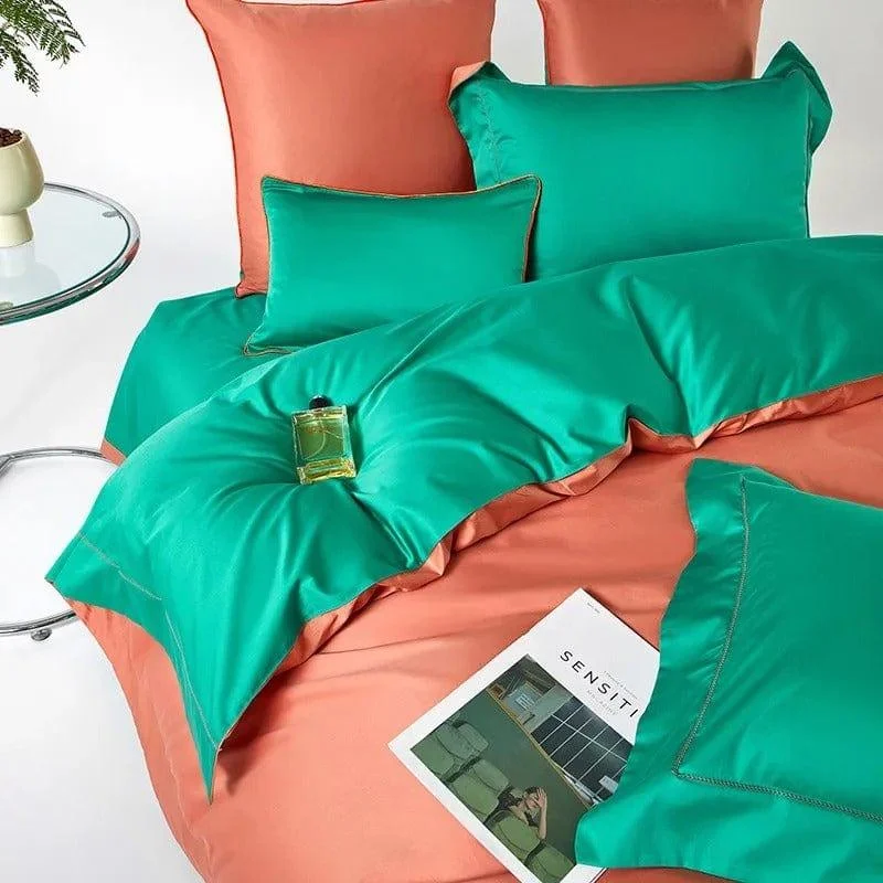 Dream Orange Green – Duvet Cover Set made of Egyptian Cotton -  - #tag1#