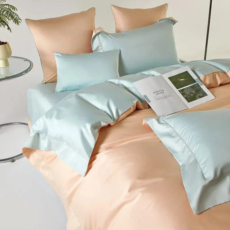 Dream Peach Blue – Duvet Cover Set made of Egyptian Cotton -  - #tag1#