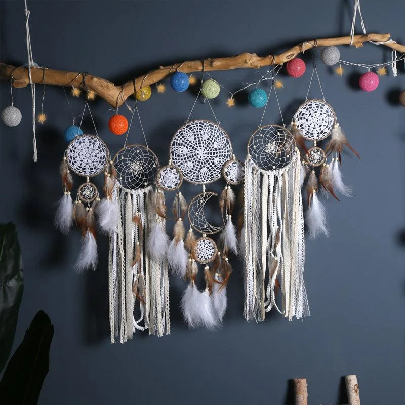 Dreamcatcher Moon and Stars Hanging Over the Bed (5 PCS) -  - #tag1#