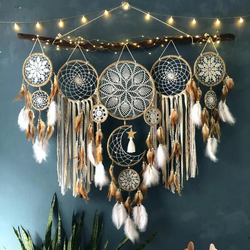 Dreamcatcher Moon and Stars Hanging Over the Bed (5 PCS) -  - #tag1#
