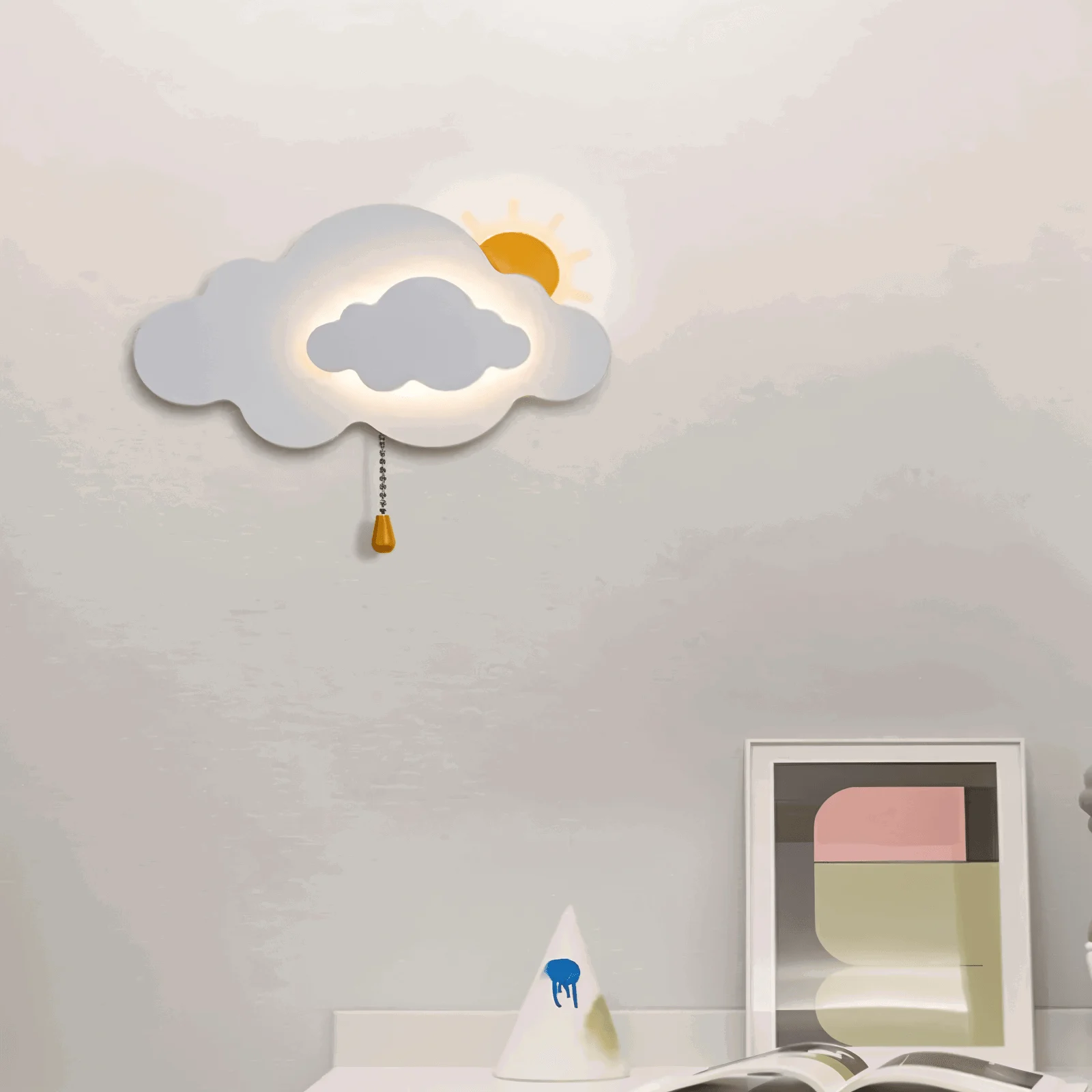 DreamyFloat Wall Lamp - Lively Clouds and Sun LED Wall Light - Children's Room Lighting -  - #tag1#