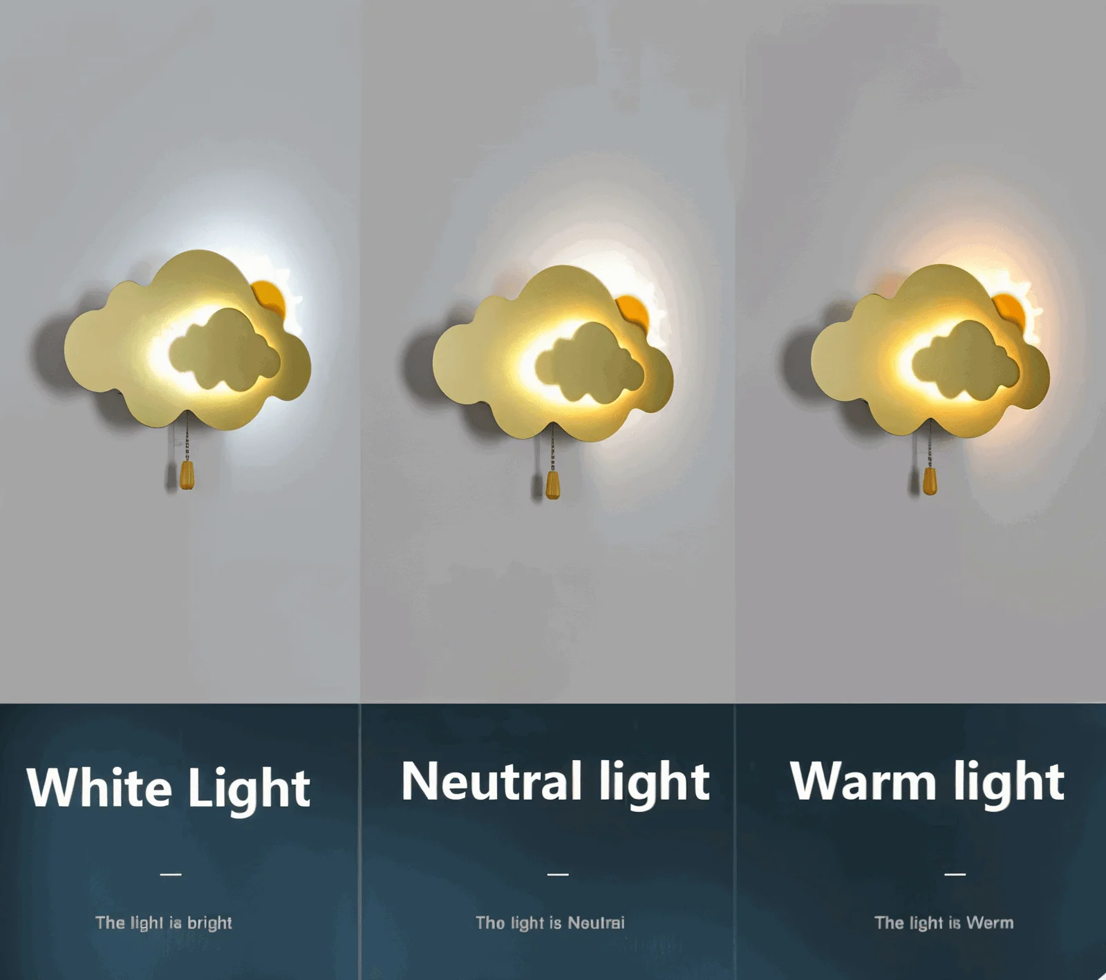 DreamyFloat Wall Lamp - Lively Clouds and Sun LED Wall Light - Children's Room Lighting -  - #tag1#