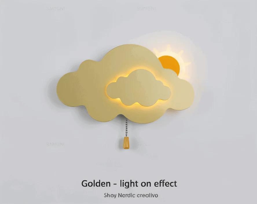 DreamyFloat Wall Lamp - Lively Clouds and Sun LED Wall Light - Children's Room Lighting -  - #tag1#