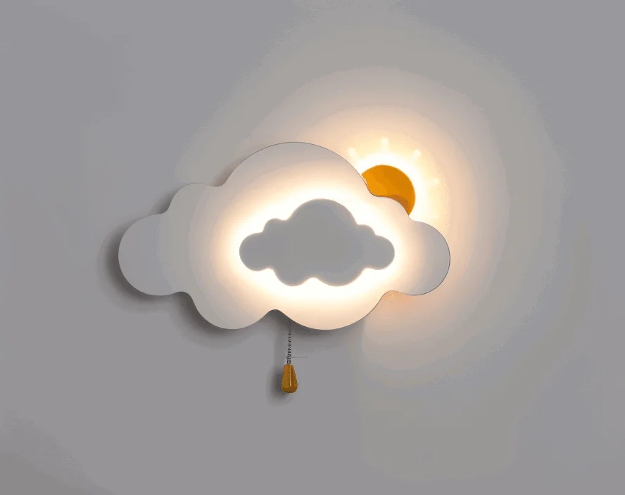 DreamyFloat Wall Lamp - Lively Clouds and Sun LED Wall Light - Children's Room Lighting -  - #tag1#