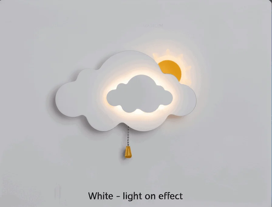 DreamyFloat Wall Lamp - Lively Clouds and Sun LED Wall Light - Children's Room Lighting -  - #tag1#