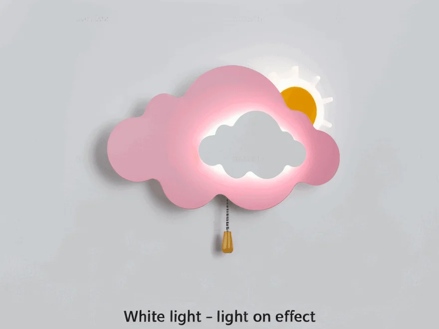 DreamyFloat Wall Lamp - Lively Clouds and Sun LED Wall Light - Children's Room Lighting -  - #tag1#