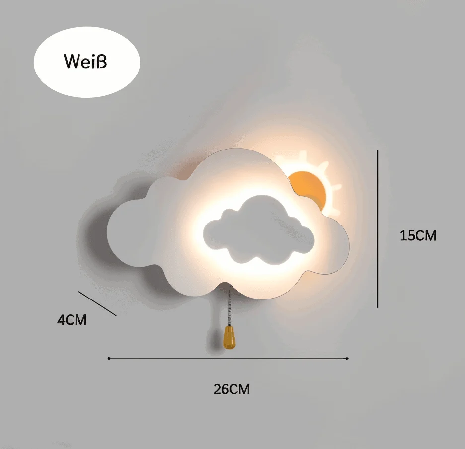 DreamyFloat Wall Lamp - Lively Clouds and Sun LED Wall Light - Children's Room Lighting -  - #tag1#