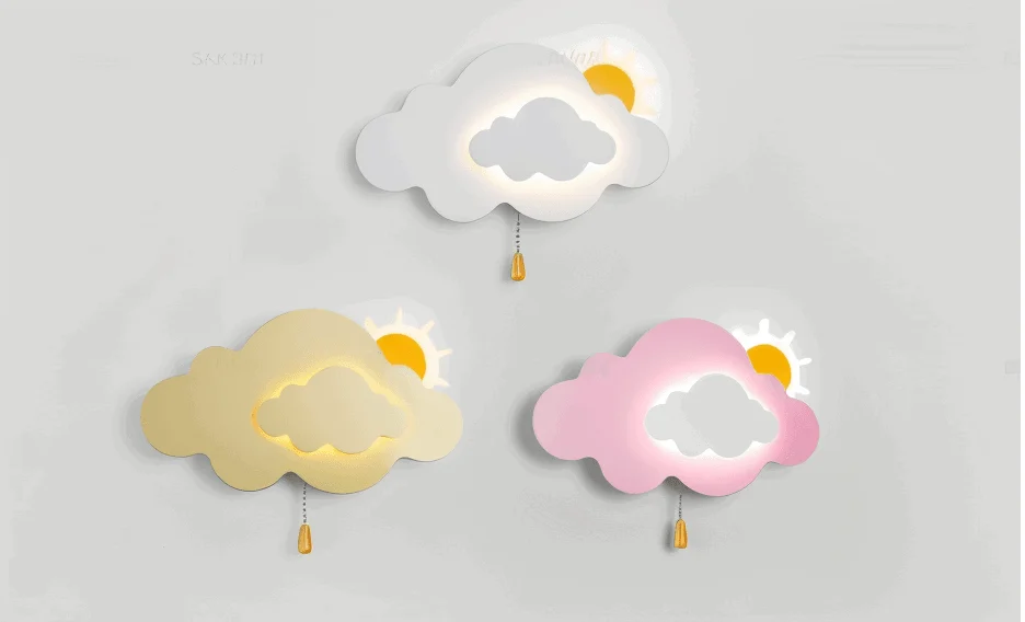 DreamyFloat Wall Lamp - Lively Clouds and Sun LED Wall Light - Children's Room Lighting -  - #tag1#